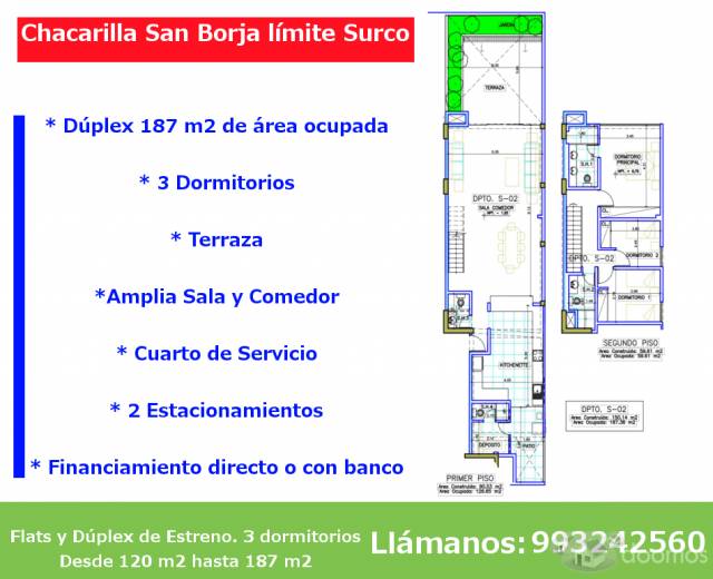 Duplex con Terraza Estreno Chacarilla San Borja limite Surco