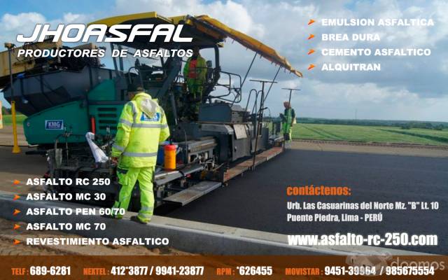 jhoasfal eirl ofrecemos ventas de asfaltos rc-250/ rc-500