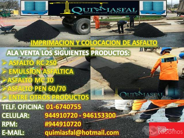 Ventas de asfaltos en Perú CEL:981981385/ QUIMIASFAL