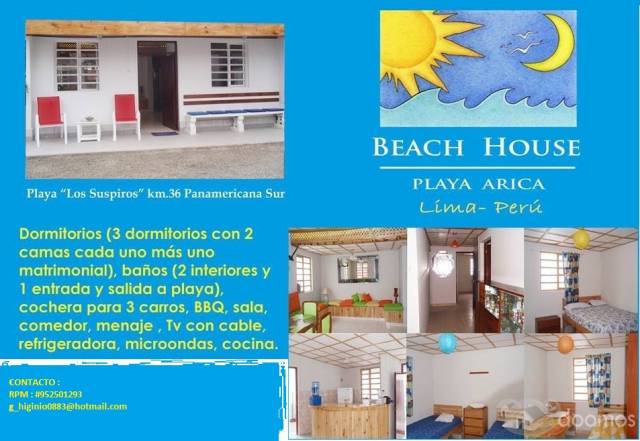 Alquiler de casa playa Arica Lurin