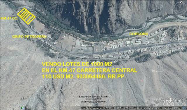 GRAN TERRENO DE 6,000 M2.CORCONA CARRETERA CENTRAL KM.47.
