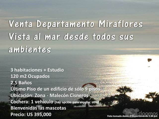 Hermoso departamento DUPLEX con vista al mar en Miraflores